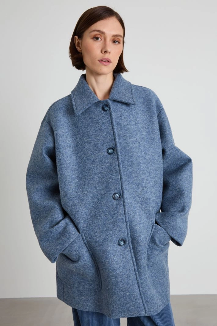 Felt effect wool coat - AIR FORCE BLUE