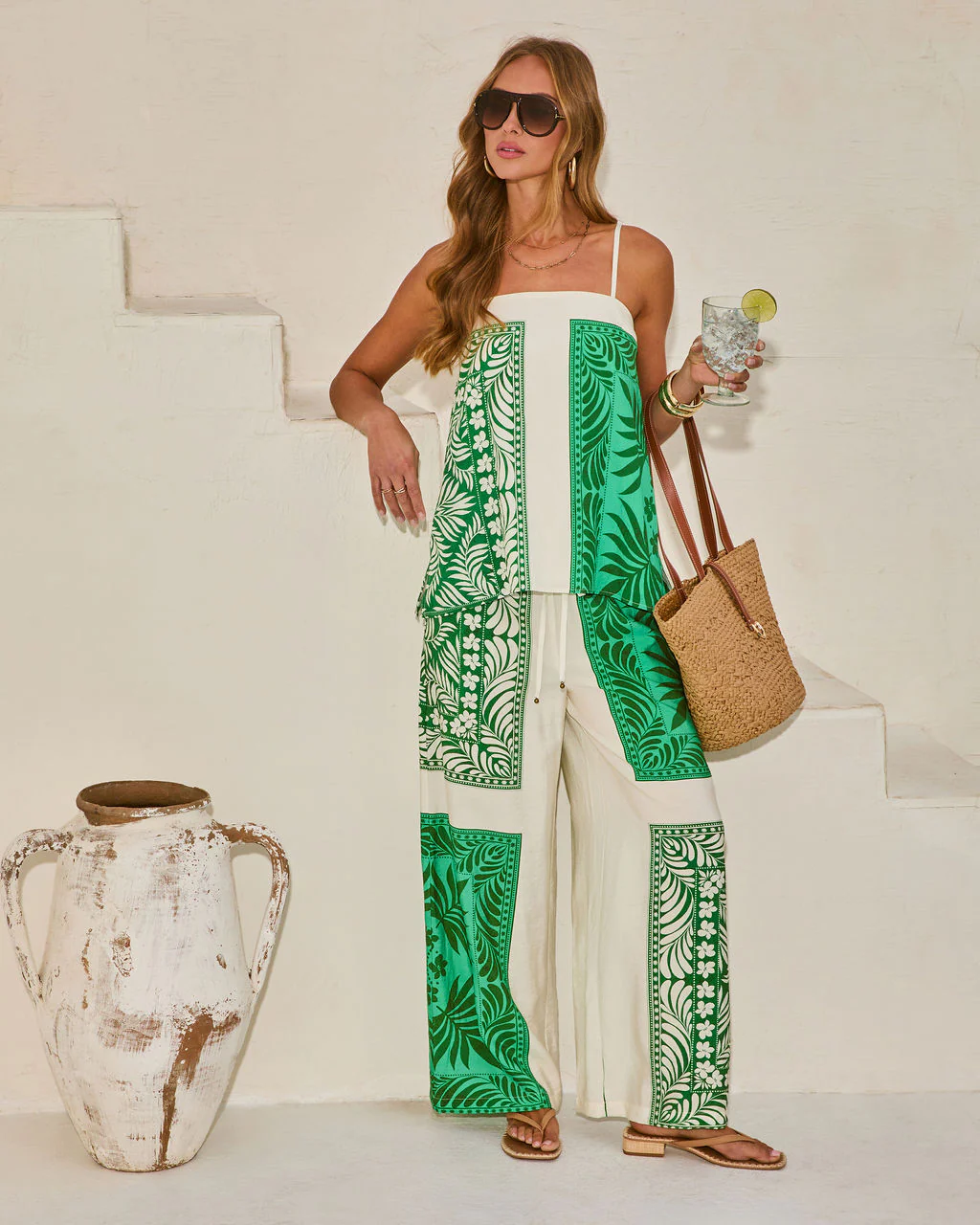 Relaxed Riviera Tropical Print Relaxed Drawstring Pant