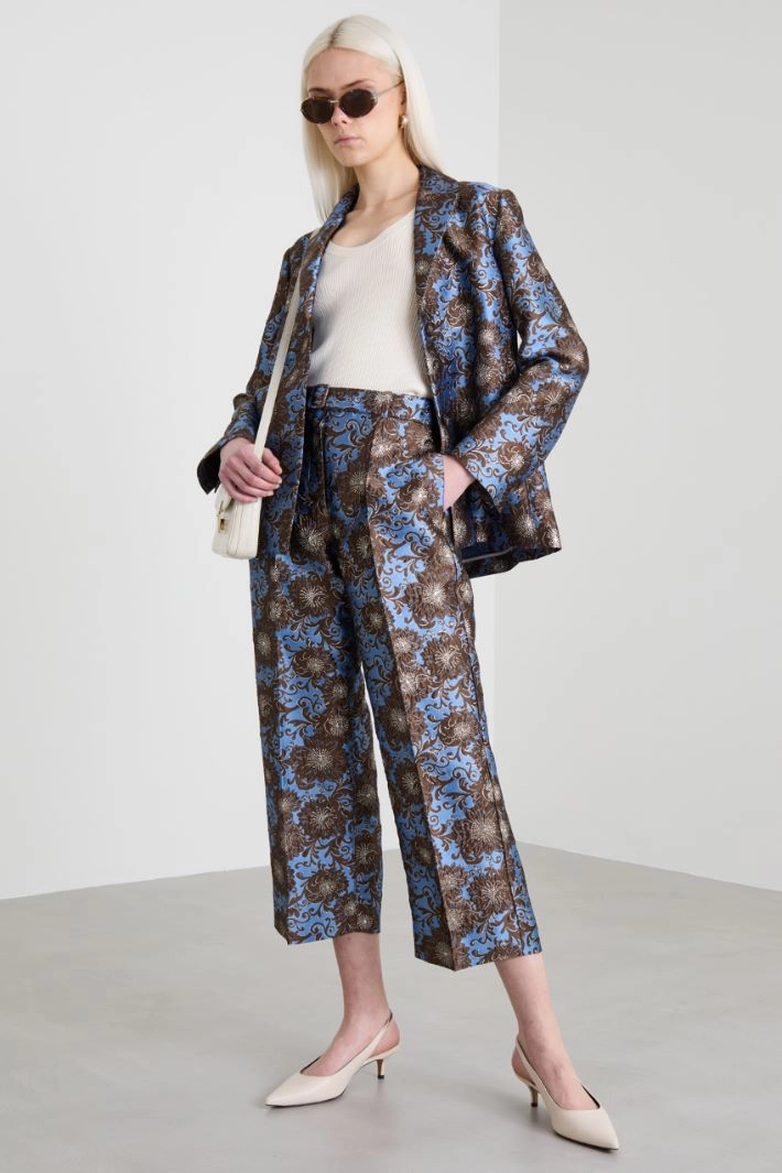 Brocade trousers - BROWN LIGHT BLUE