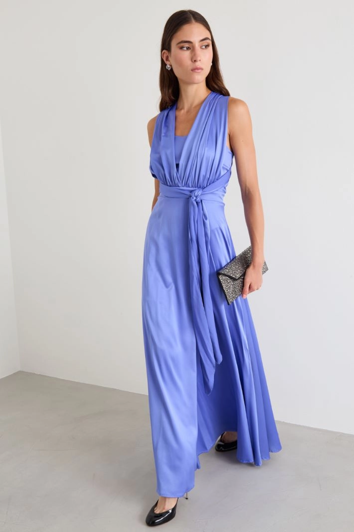 Long satin dress - LILAC