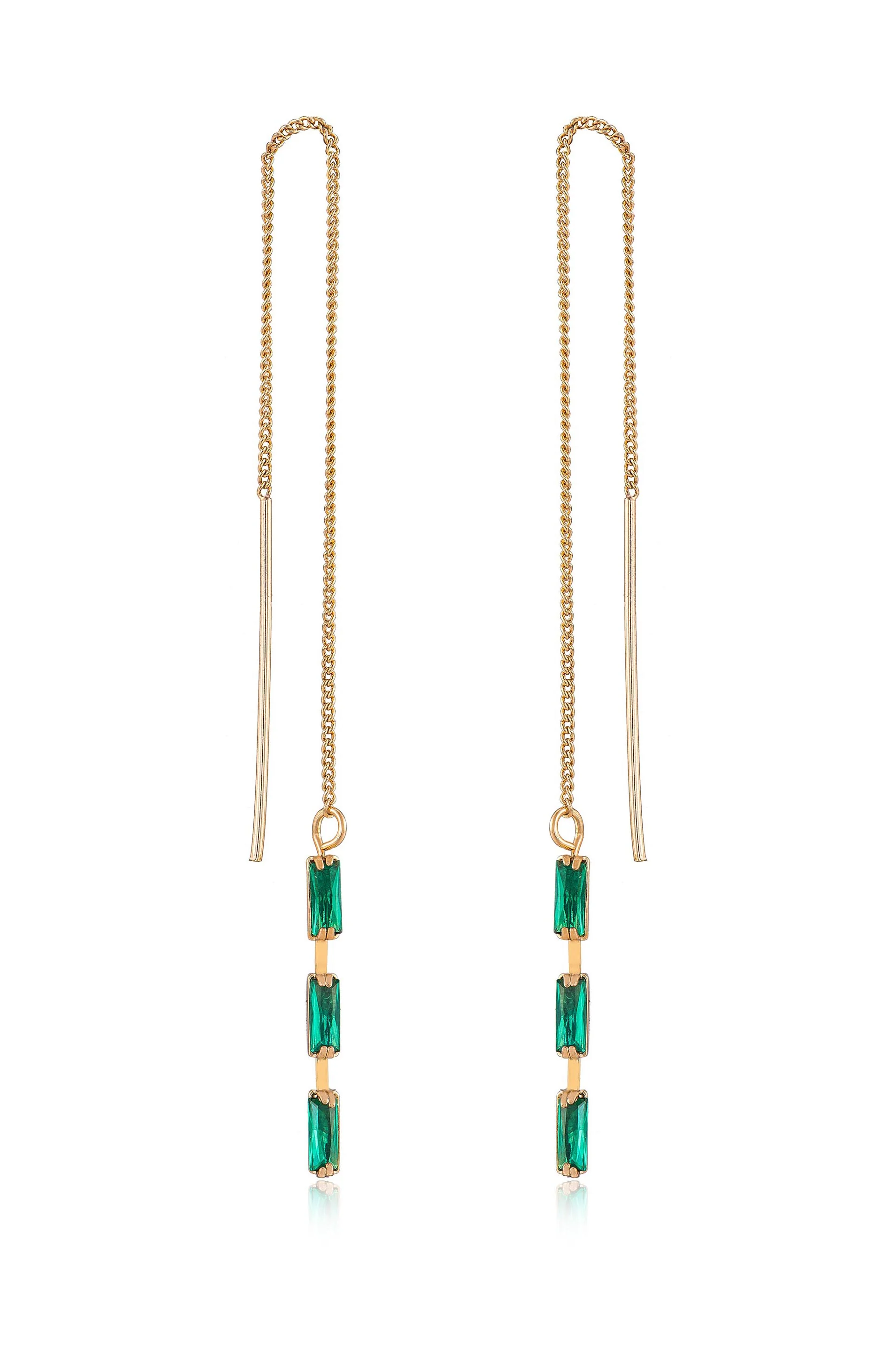 Crystal Baguette Threader Earrings
