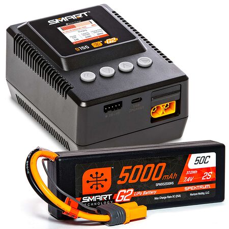 Smart Powerstage Surface Bundle: 5000mAh 2S LiPo Battery / S155 Charger SPMXPSS200 Spektrum