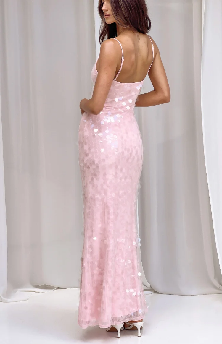 Lyanna Pink Sequin Maxi Dress