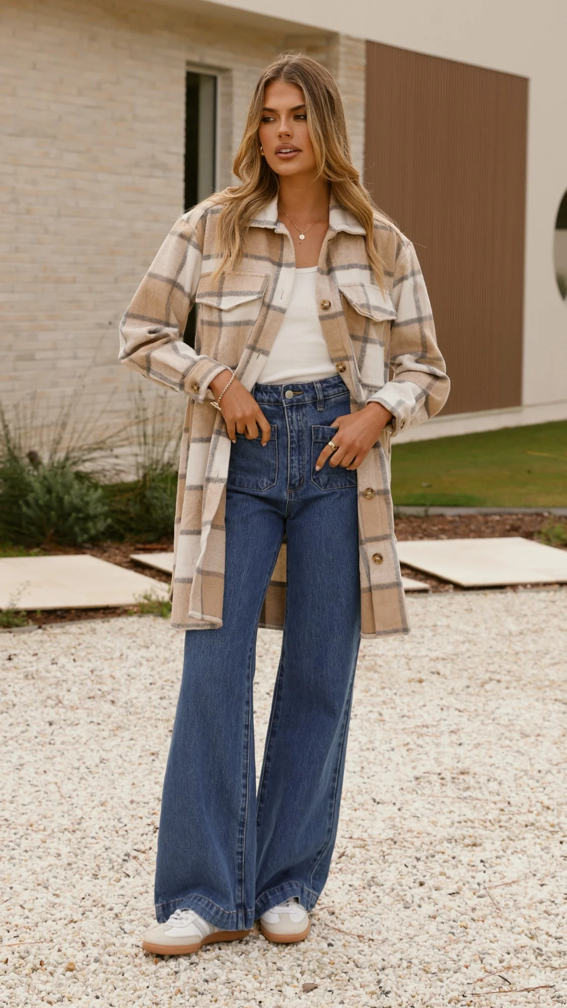 Saskia Jacket - Beige/Cream Check