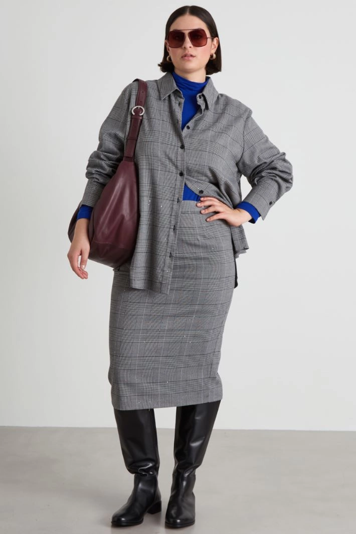 Yarn-dyed pencil skirt - GREY