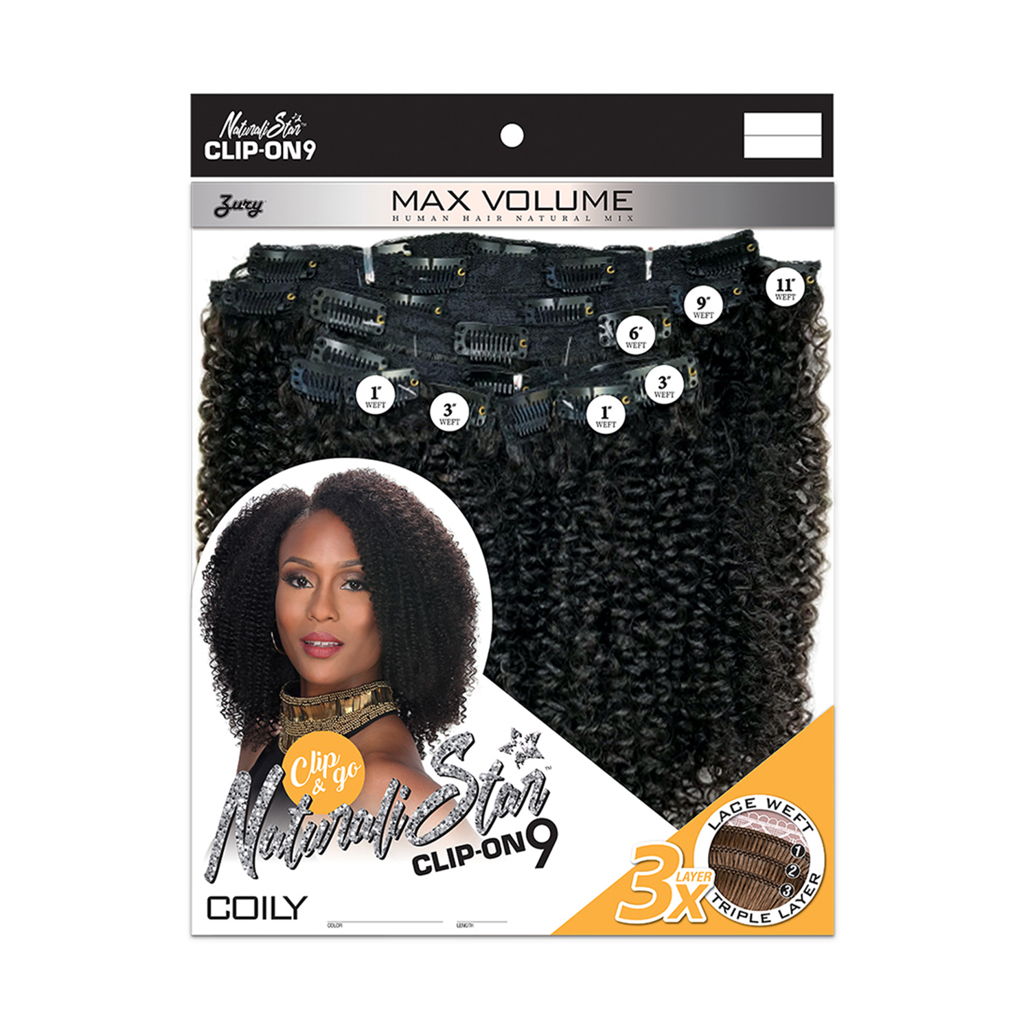 Zury Sis Weave Clip-On 9Pcs 3X Layer Coily