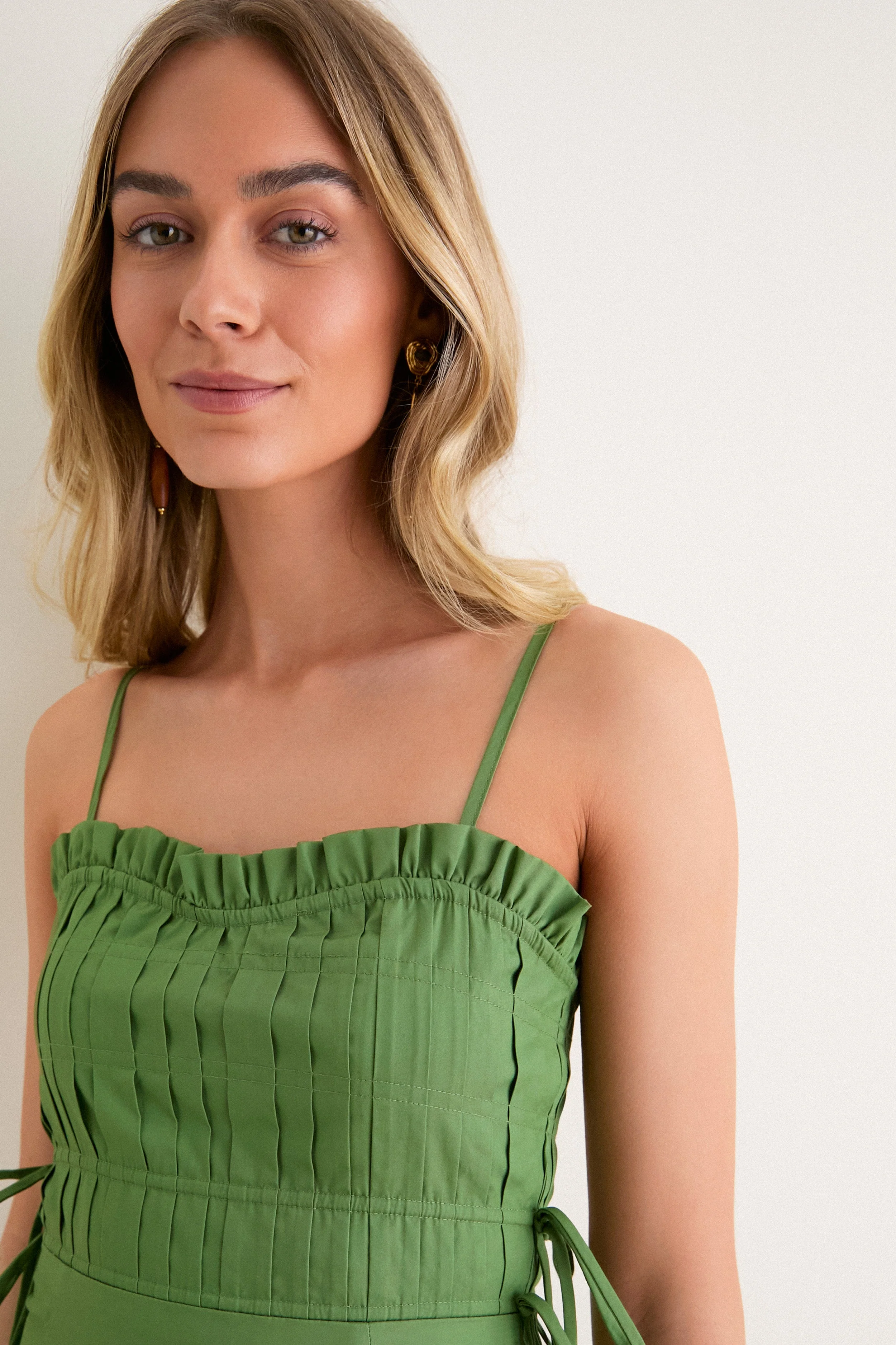 Green Tie Midi Dress