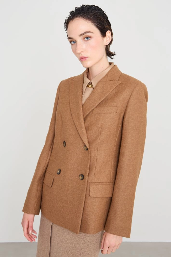 Wool batavia blazer - CAMEL