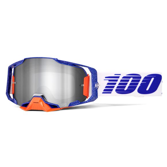 Cross Mask 100% Armega Lavangaad - Mirror Silver Flash 2025 screen - White / BlueRef: CE1546 / 50005-00043