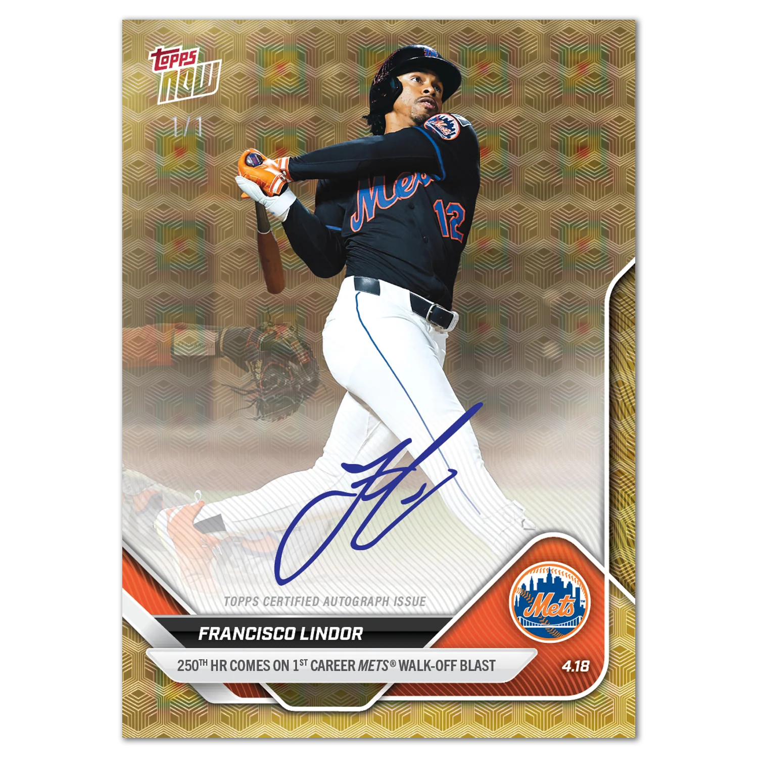Francisco Lindor - 2025 MLB Topps NOW® - Card 81 - LOOK FOR AUTOS