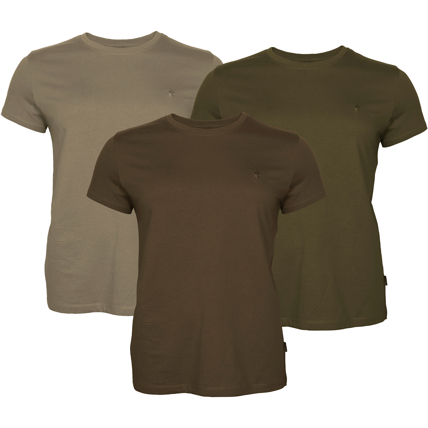 Pinewood Set of 3: T-Shirts Women (Green\/H.Brown\/Khaki)