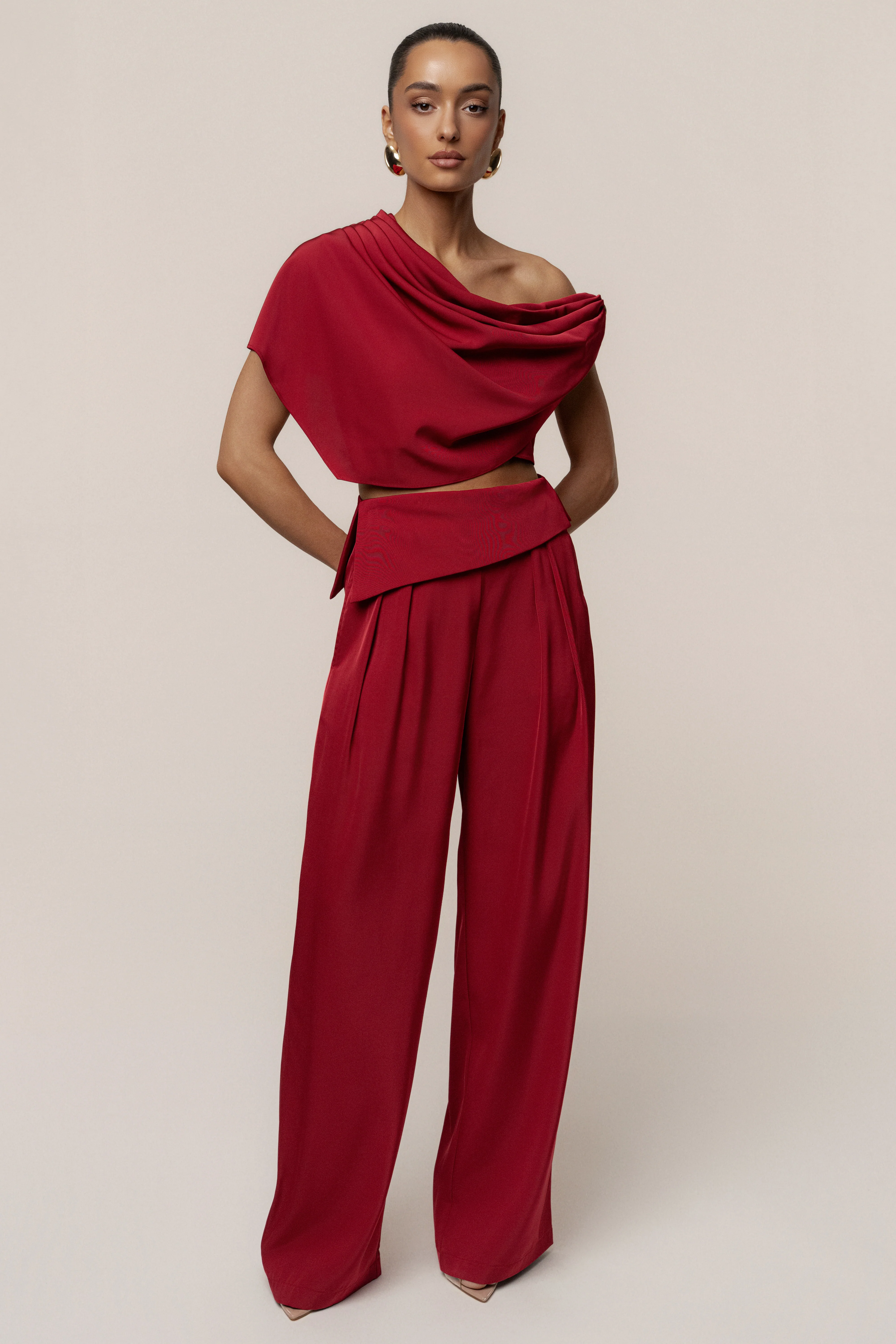 Red Gleam and Glow Satin Top