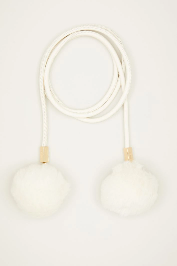 Tubular belt with pompom - MILK