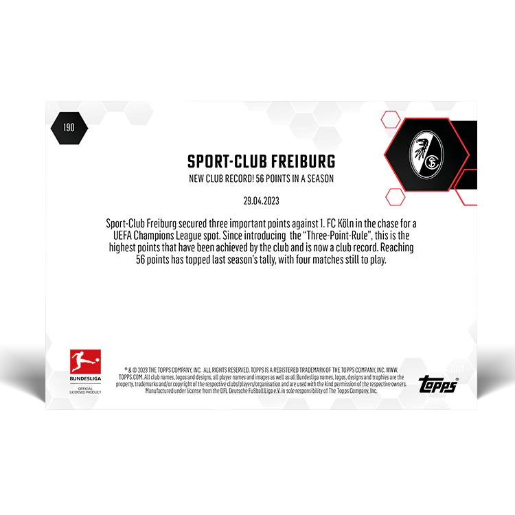Topps UK - New Club Record! 56 Points in a season - Bundesliga TOPPS NOW® Card #190