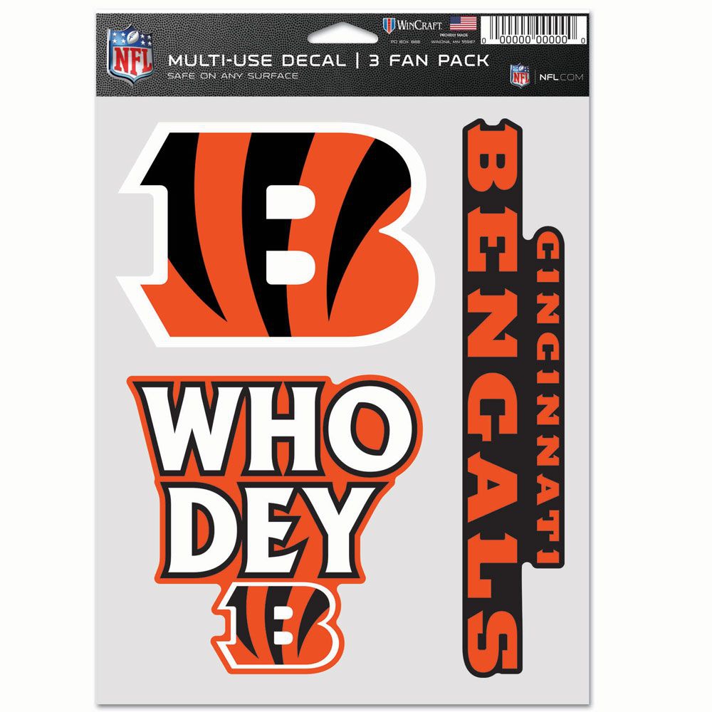 Cincinnati Bengals Multi-Use NFL Decals Set (3 Pcs.)