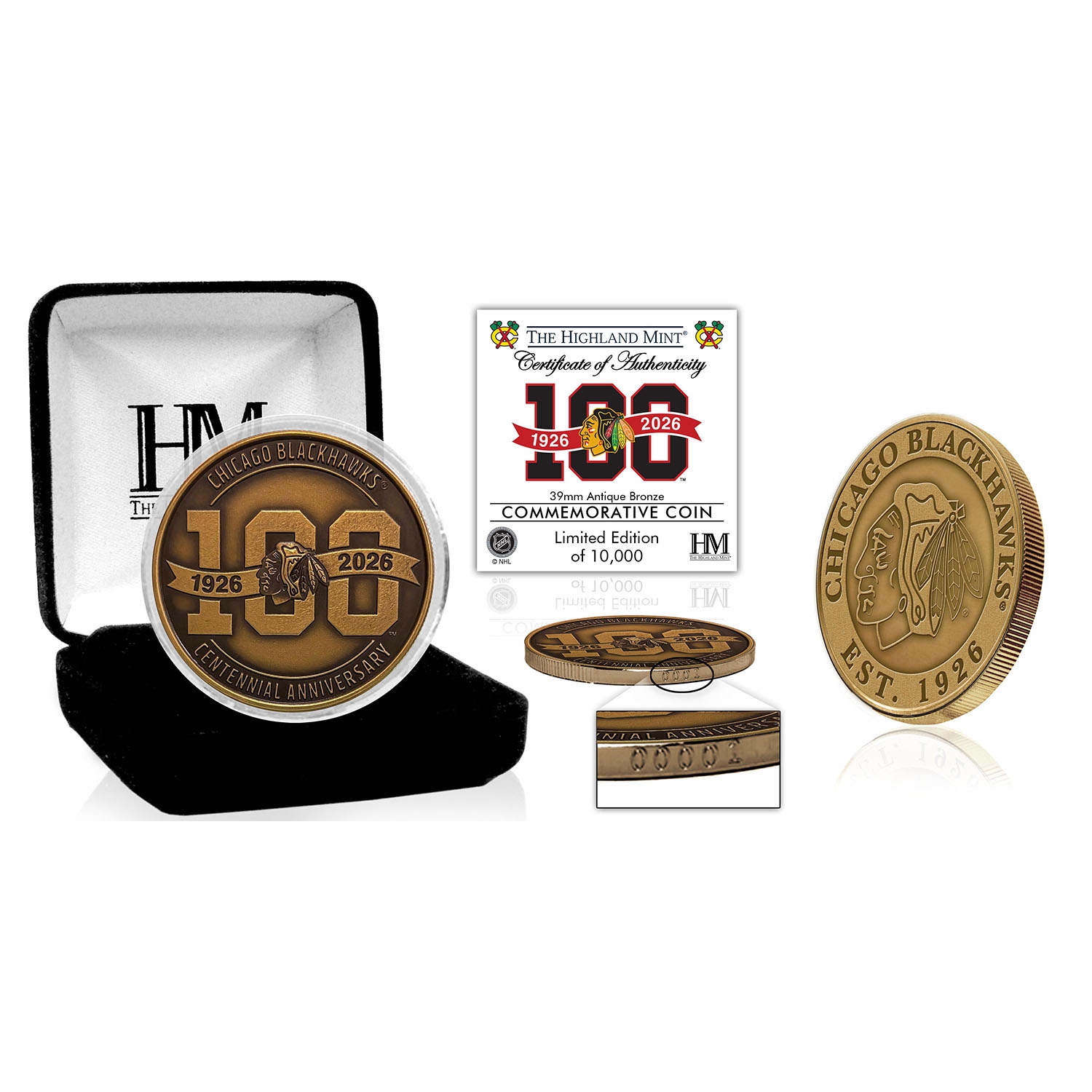 Chicago Blackhawks 100th Anniversary Antique Bronze Coin