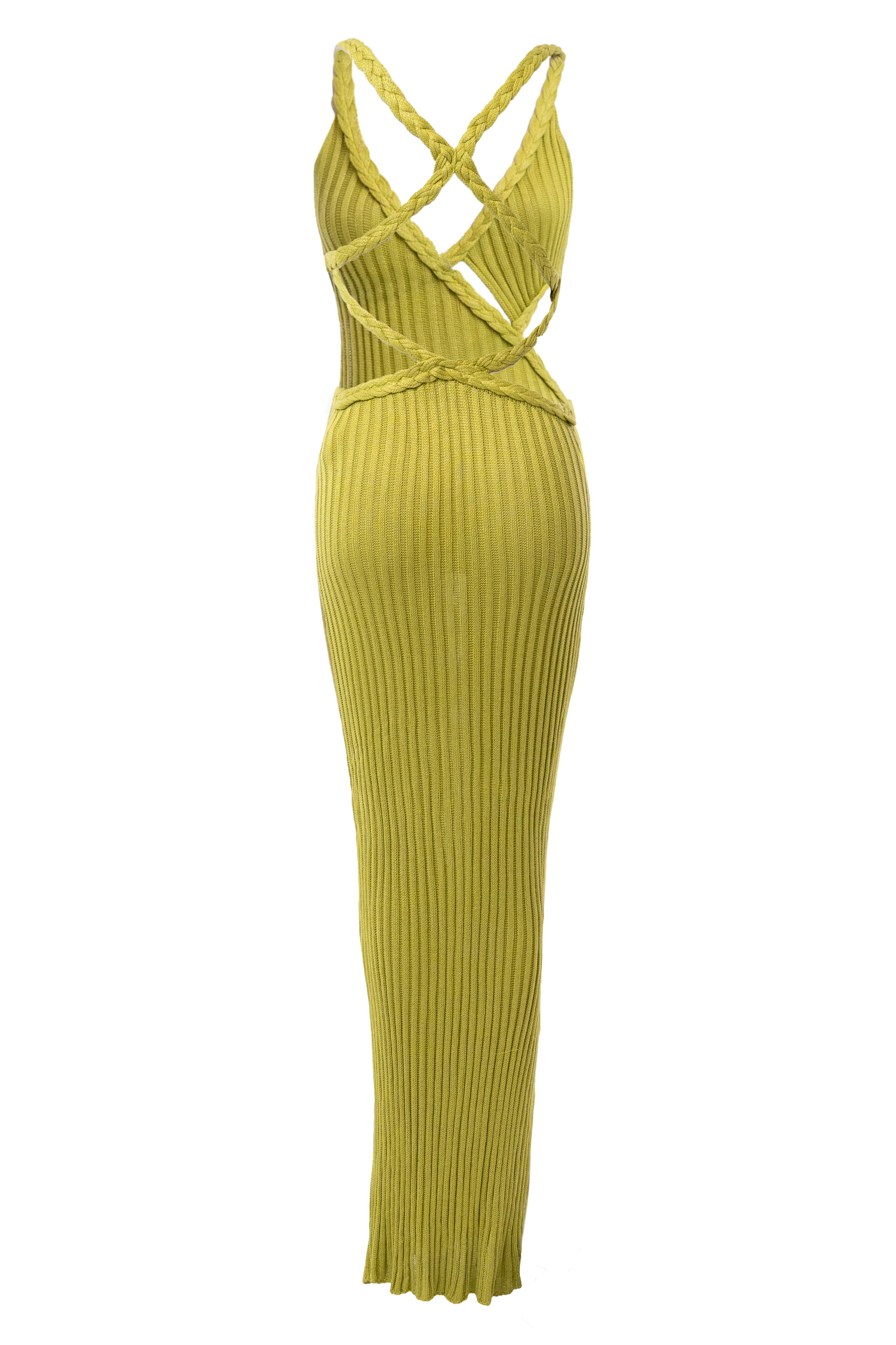 Lime Drift And Dream Braided Maxi Dress