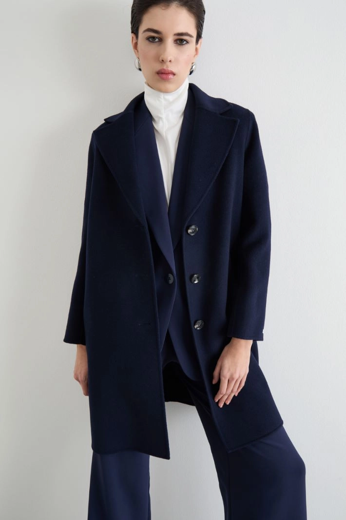 Double-faced wool-blend coat - BLUE