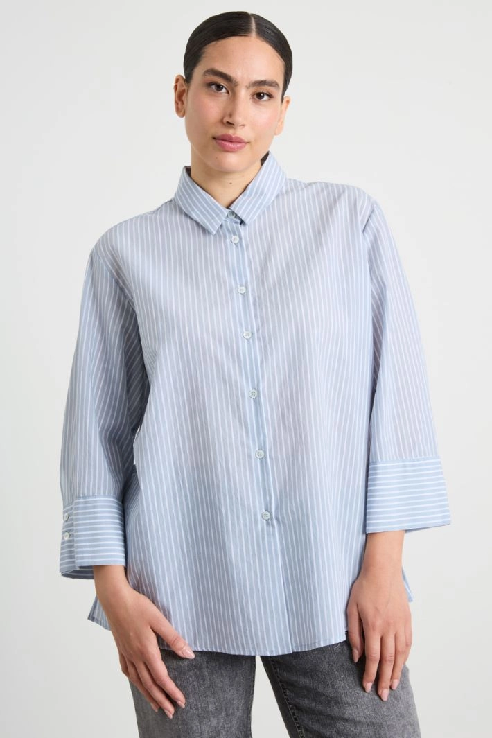 Cotton-blend shirt - LIGHT BLUE
