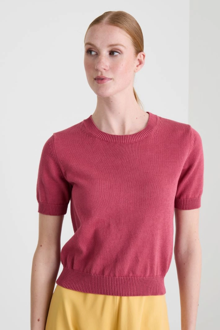 Cotton yarn T-shirt - PINK