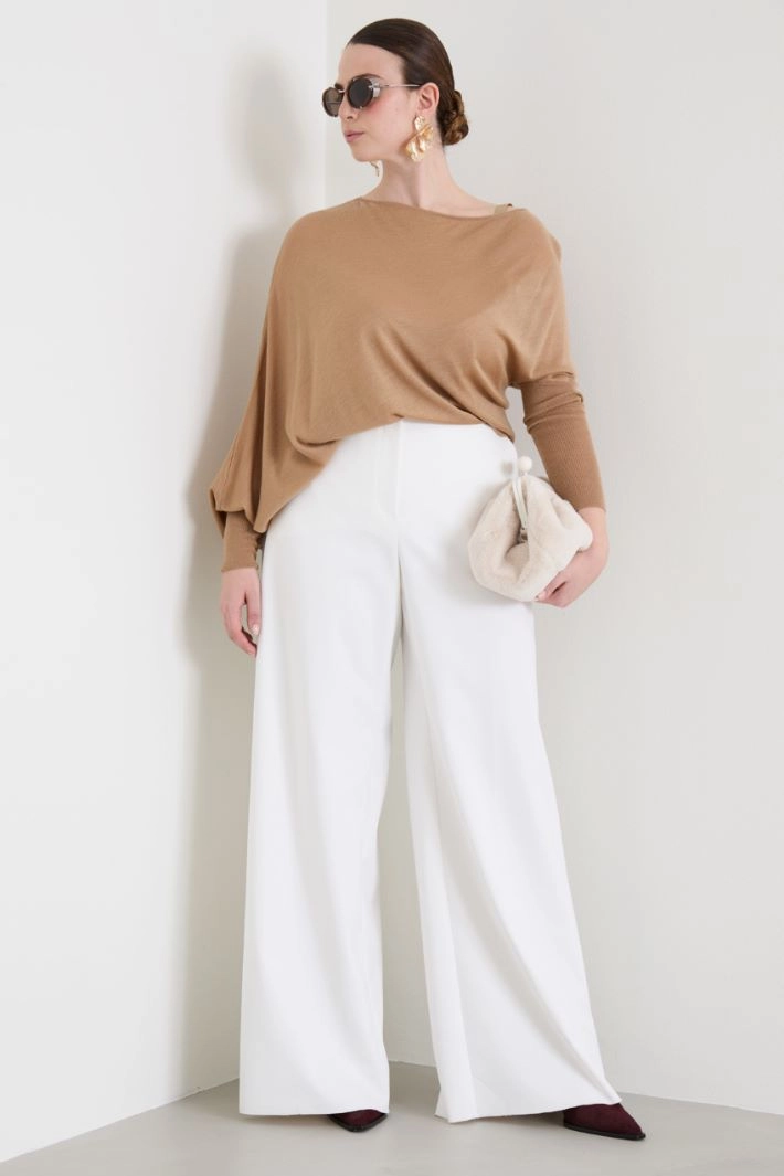 Asymmetrical wool sweater - CAMEL