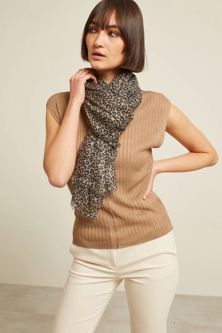 Stole with lurex fibre - BROWN BLACK