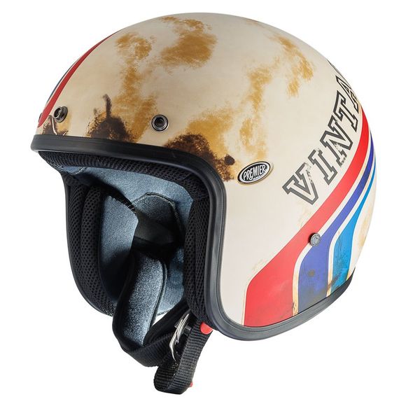 Premier JET CLASSIC BTR 12 BM Open-Face Helmet - White / BlueRef : PE0440