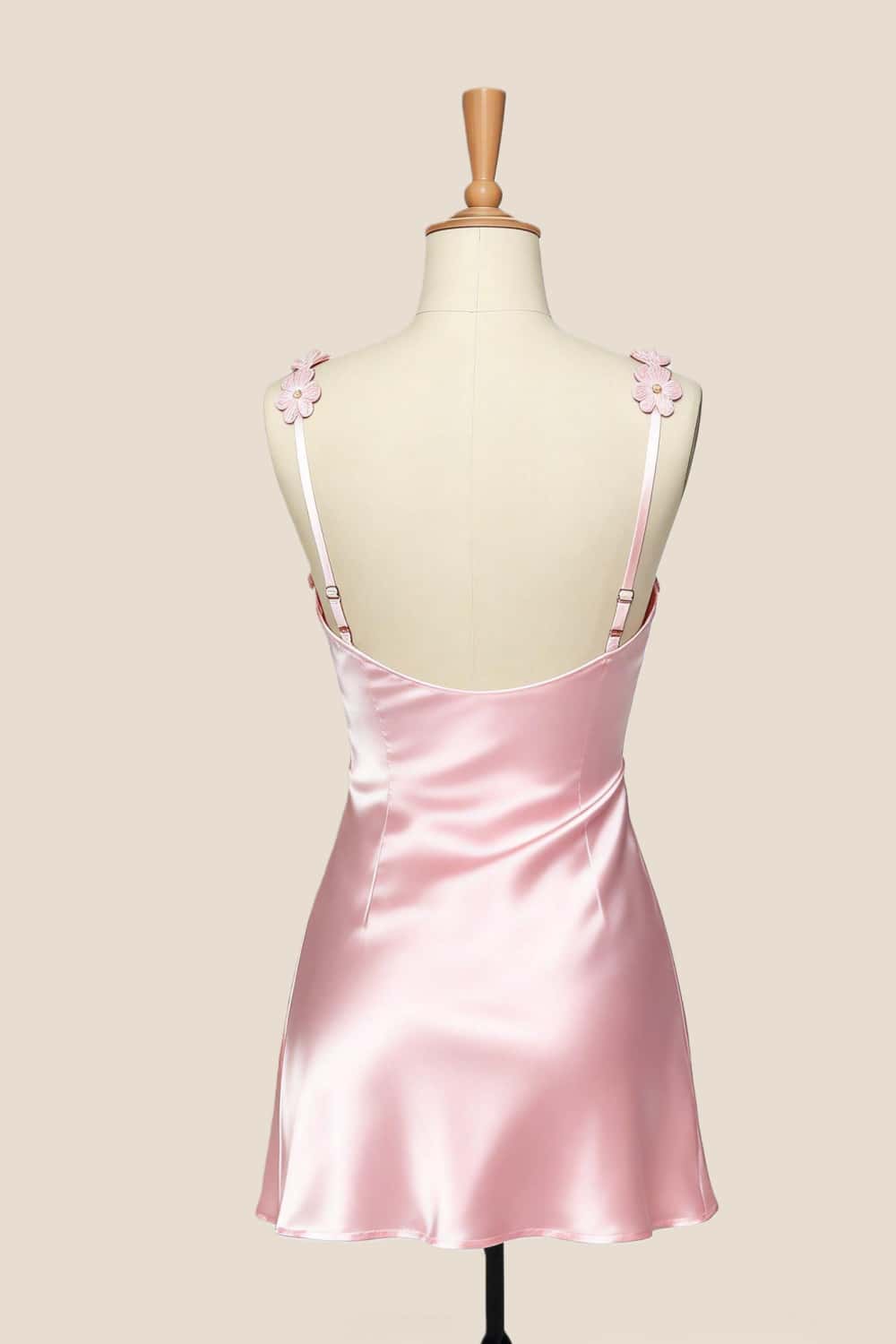 Pink Straps Satin Short Party Dress
