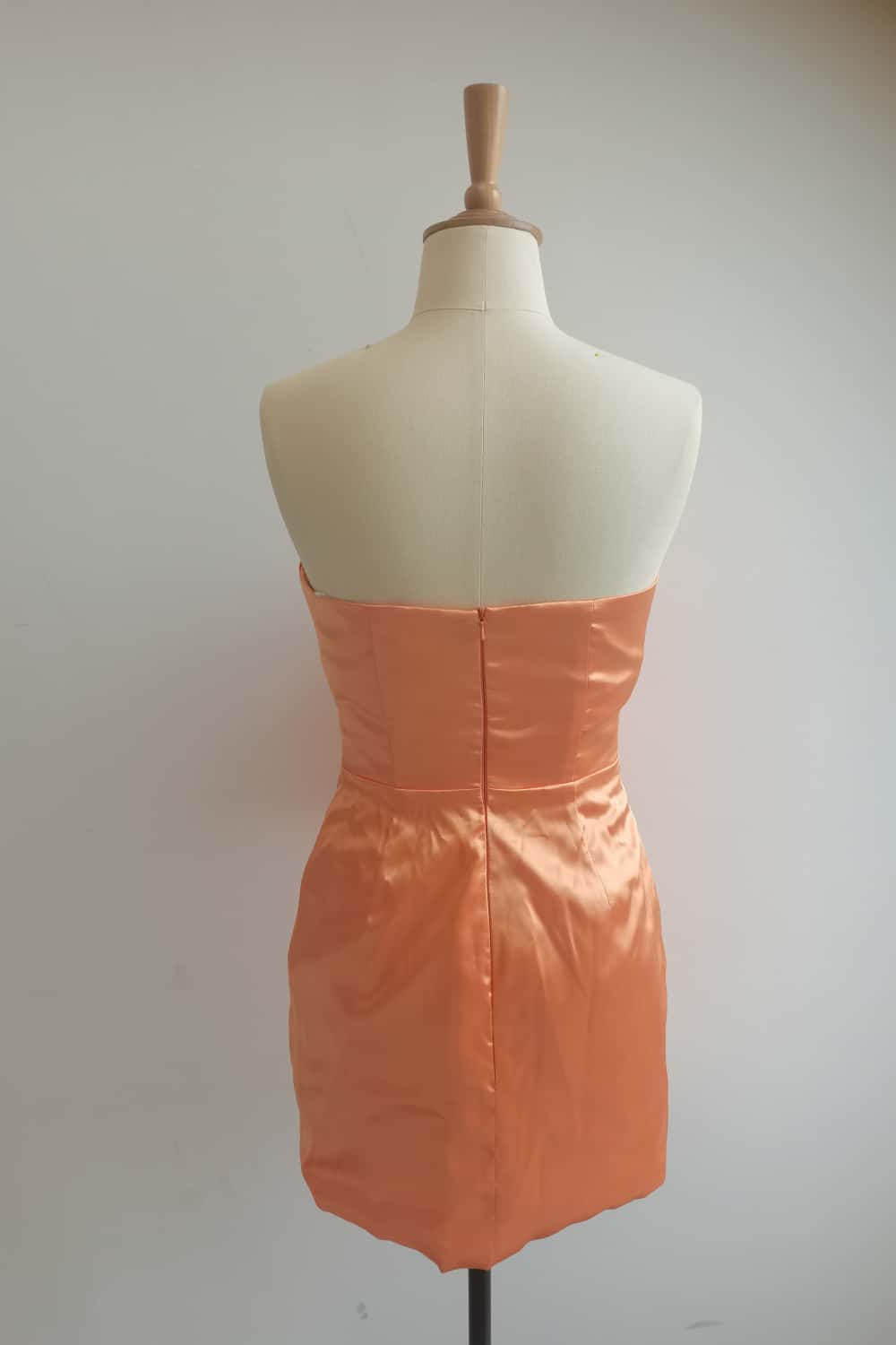 Strapless Orange Tie Front Short Dress