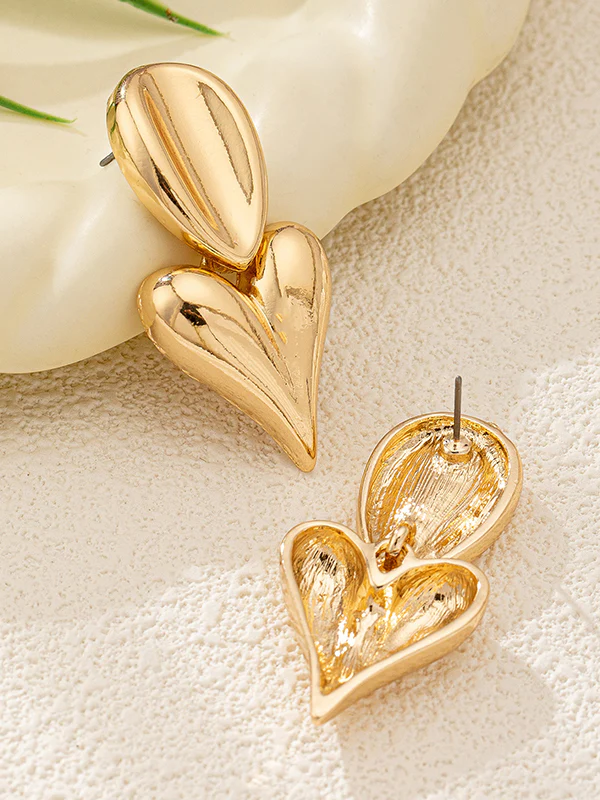 Geometric Heart Shape Drop Earrings