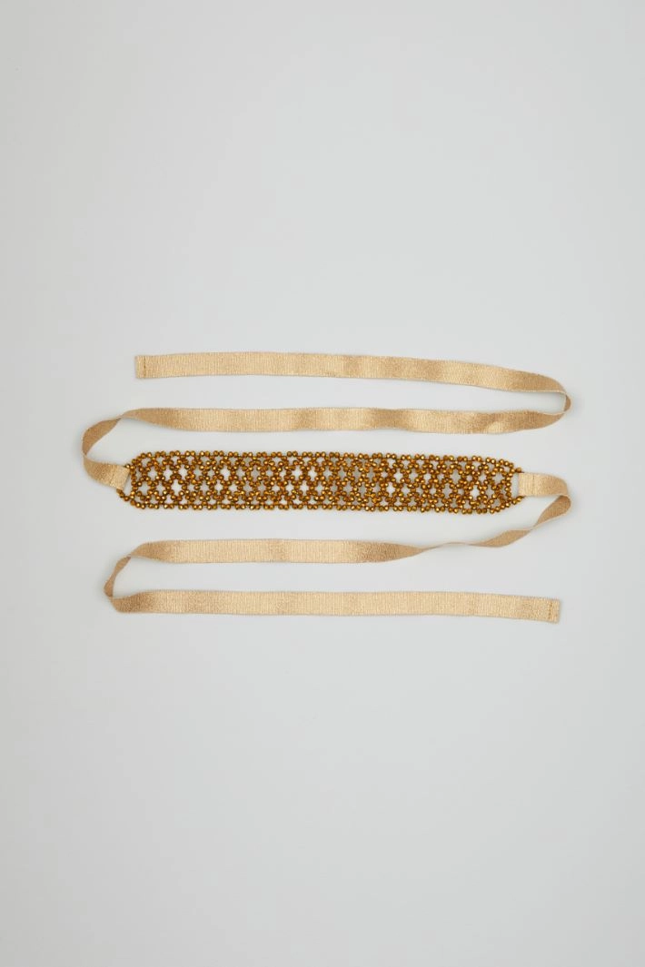 Beaded ribbon choker - GOLD
