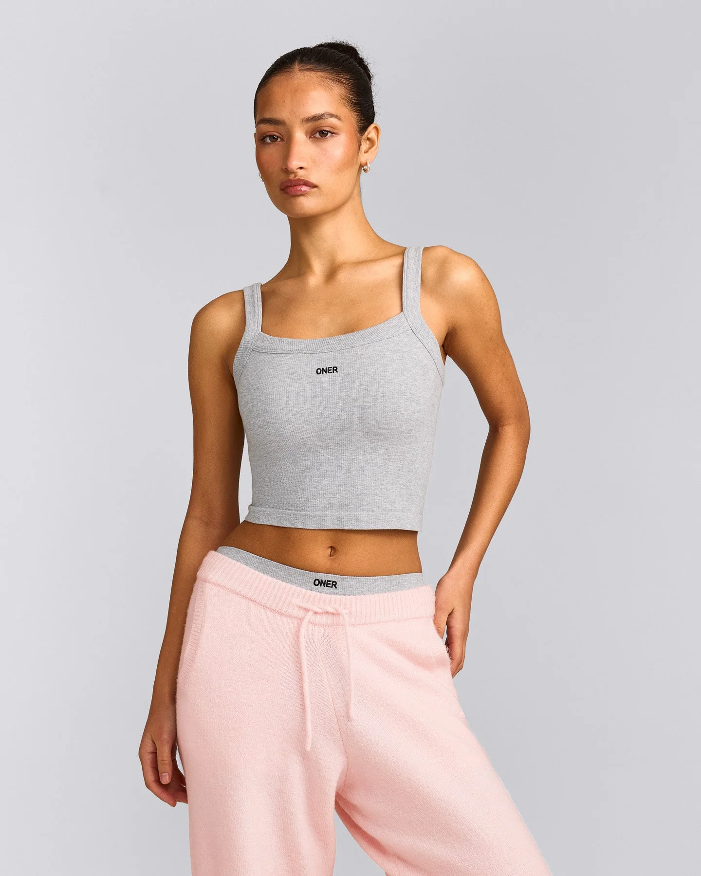 Seamless Scoop Neck Vest | Grey Marl