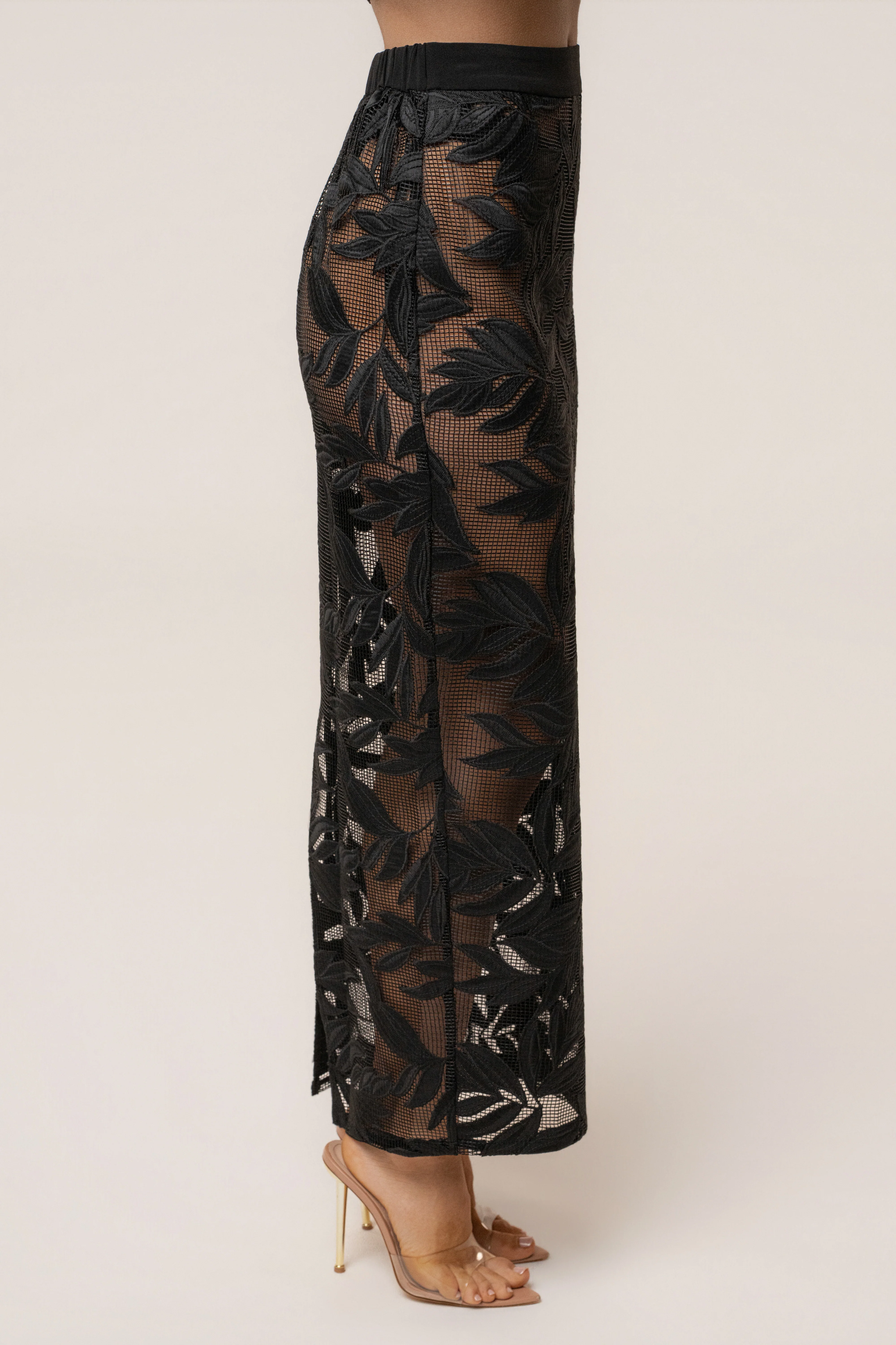 Black Bali Nights Embroidered  Skirt
