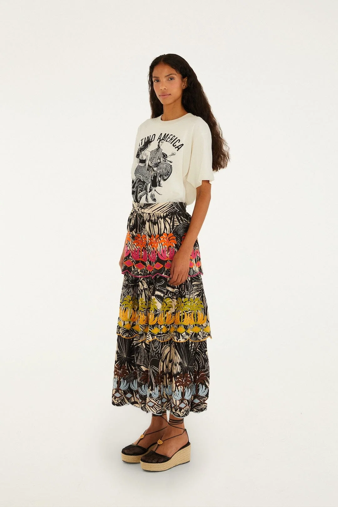 Black Ruta Layered Maxi Skirt