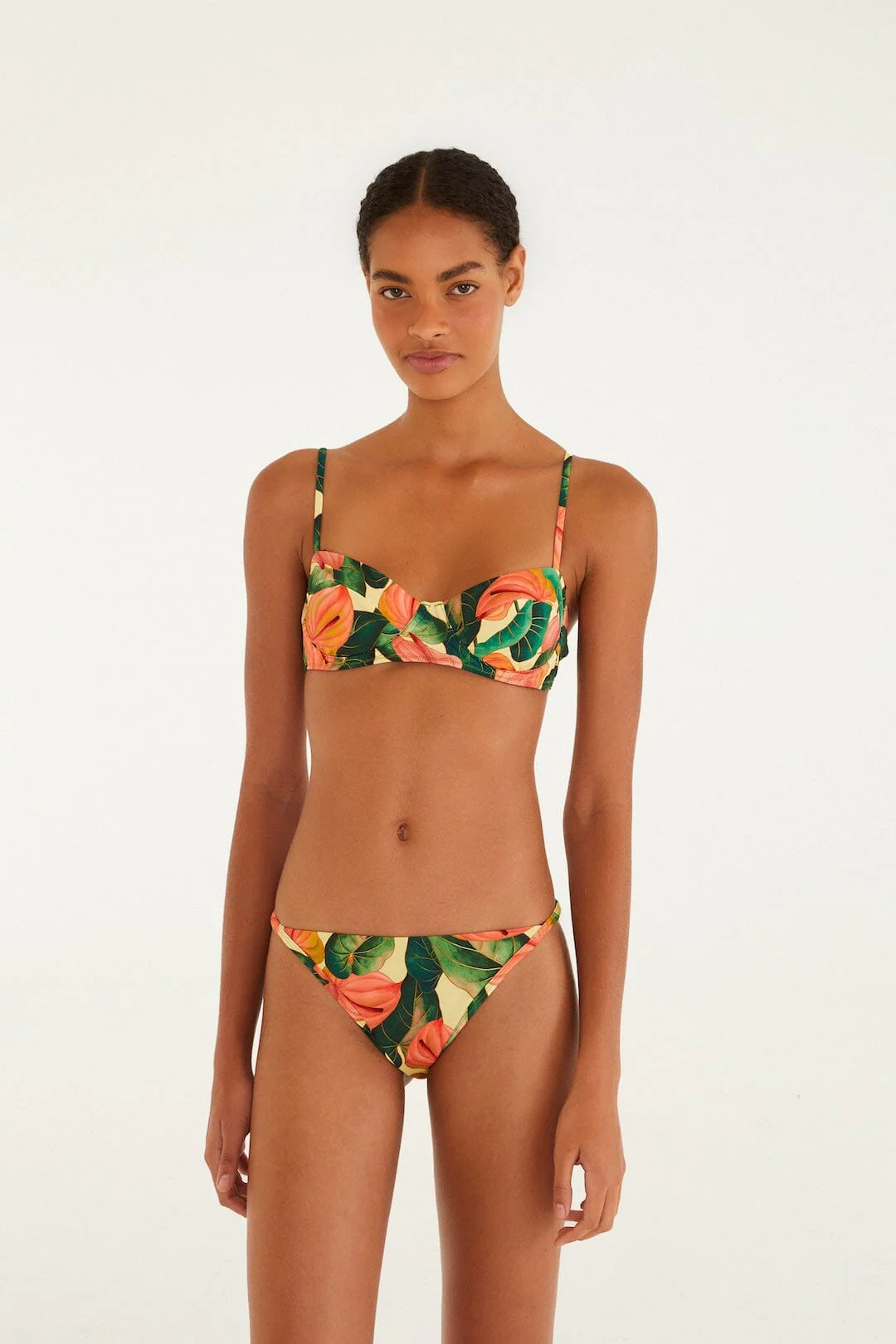 Golden Yellow Anthurium Basic Bikini Bottom