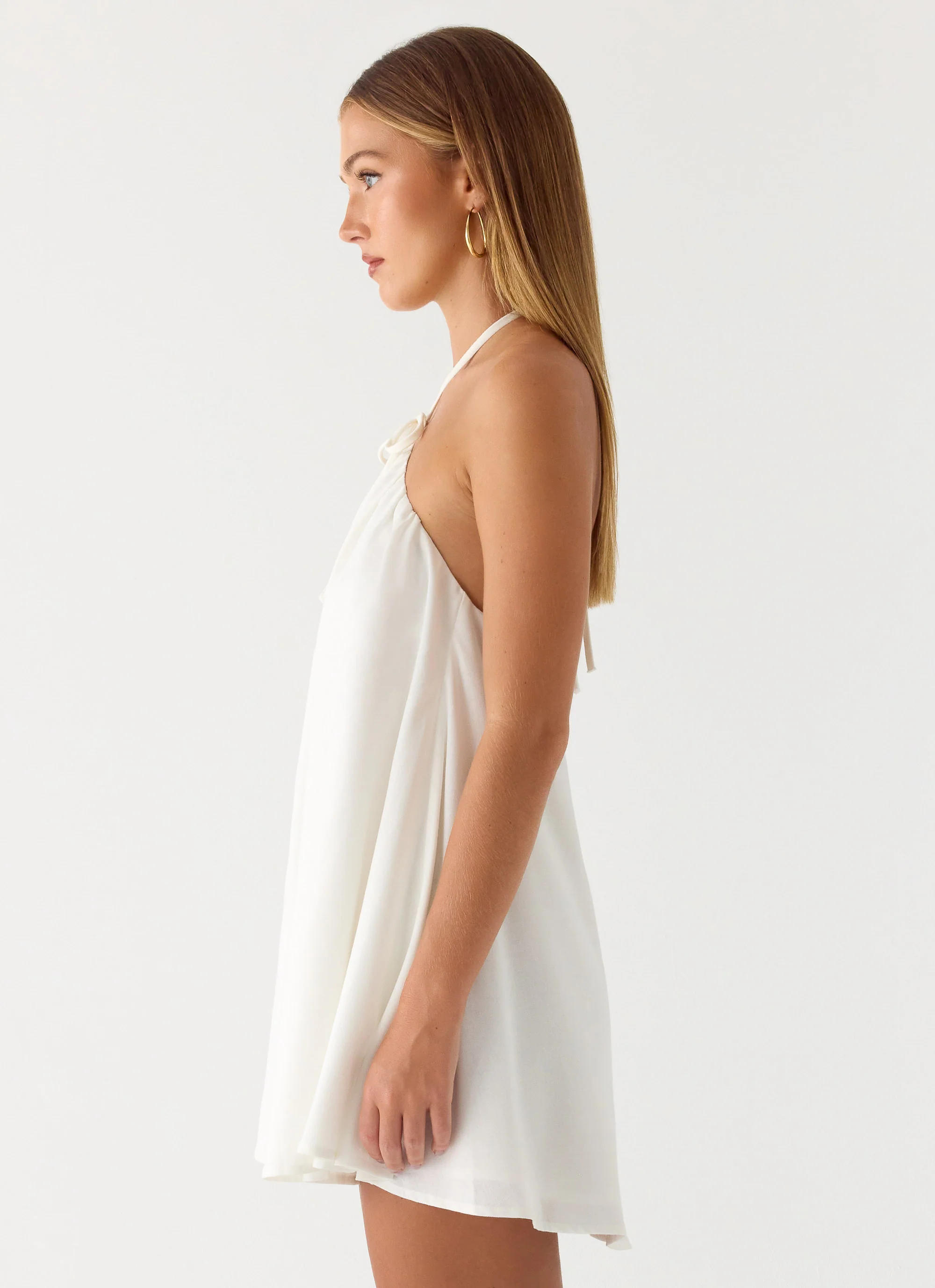 Soft Breeze Linen Mini Dress - White
