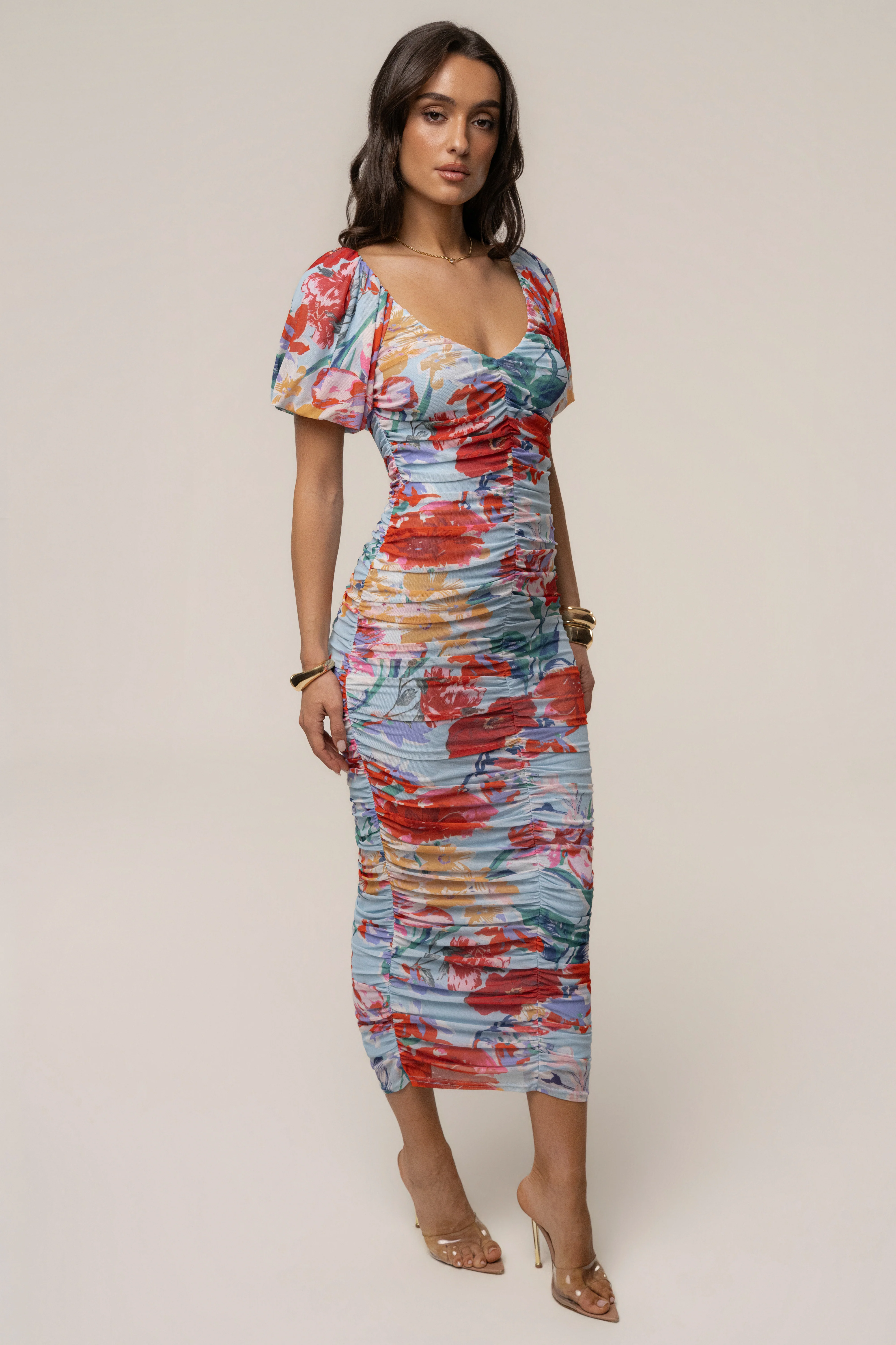 Blue  Garden Bloom Midi Dress