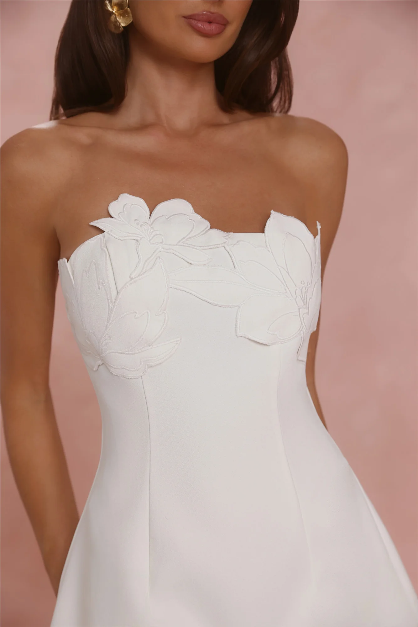 Style Expression Strapless Embroidered Mini Dress White
