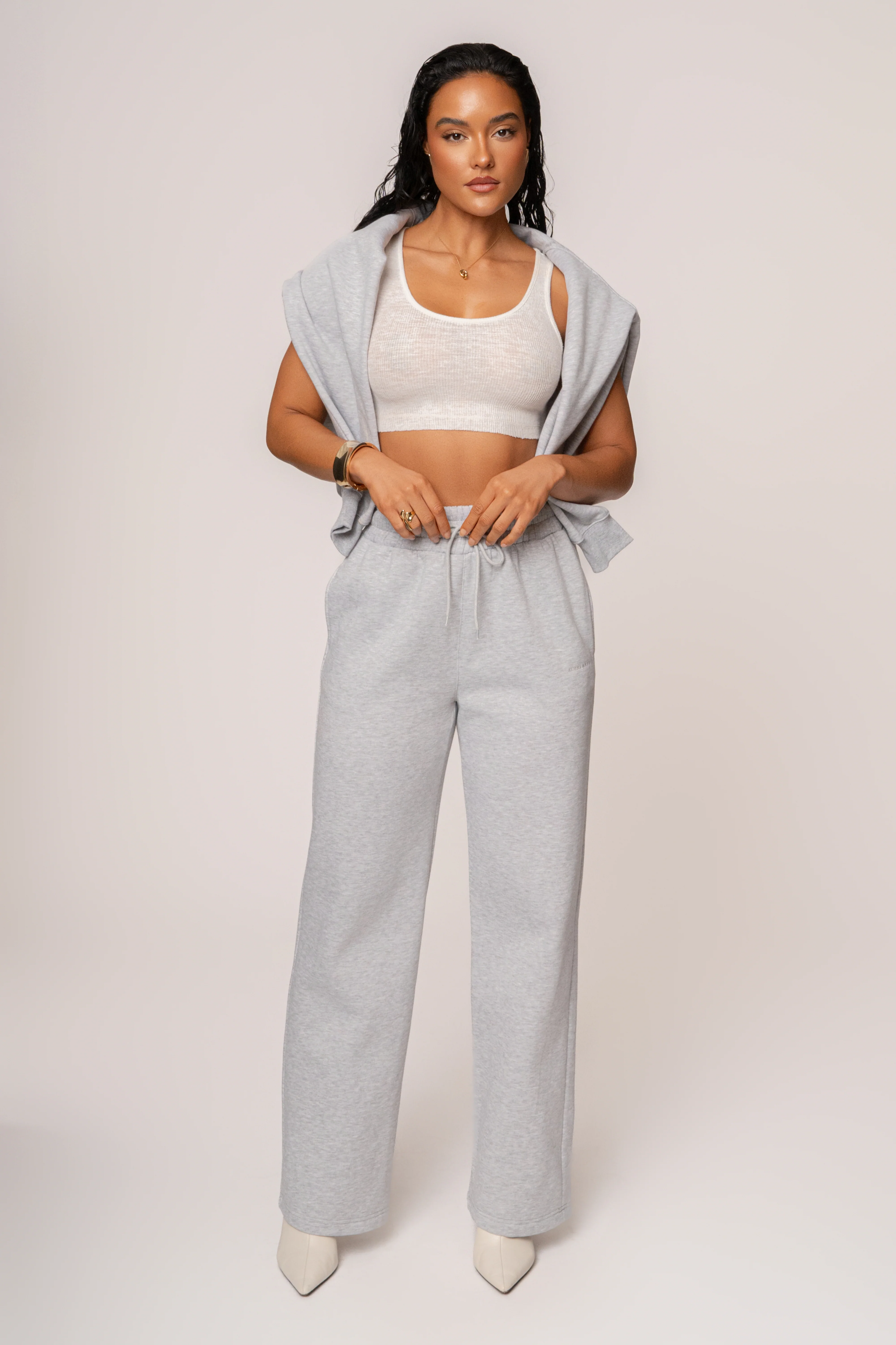 Heather Grey JLUXLABEL Logo Fleece Pants