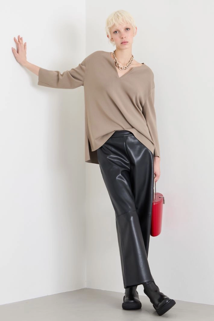 Viscose crepe sweater - DOVE GREY