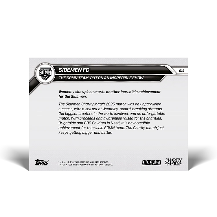 Sidemen FC - 2025 Sidemen Charity Match Topps NOW® Card 18