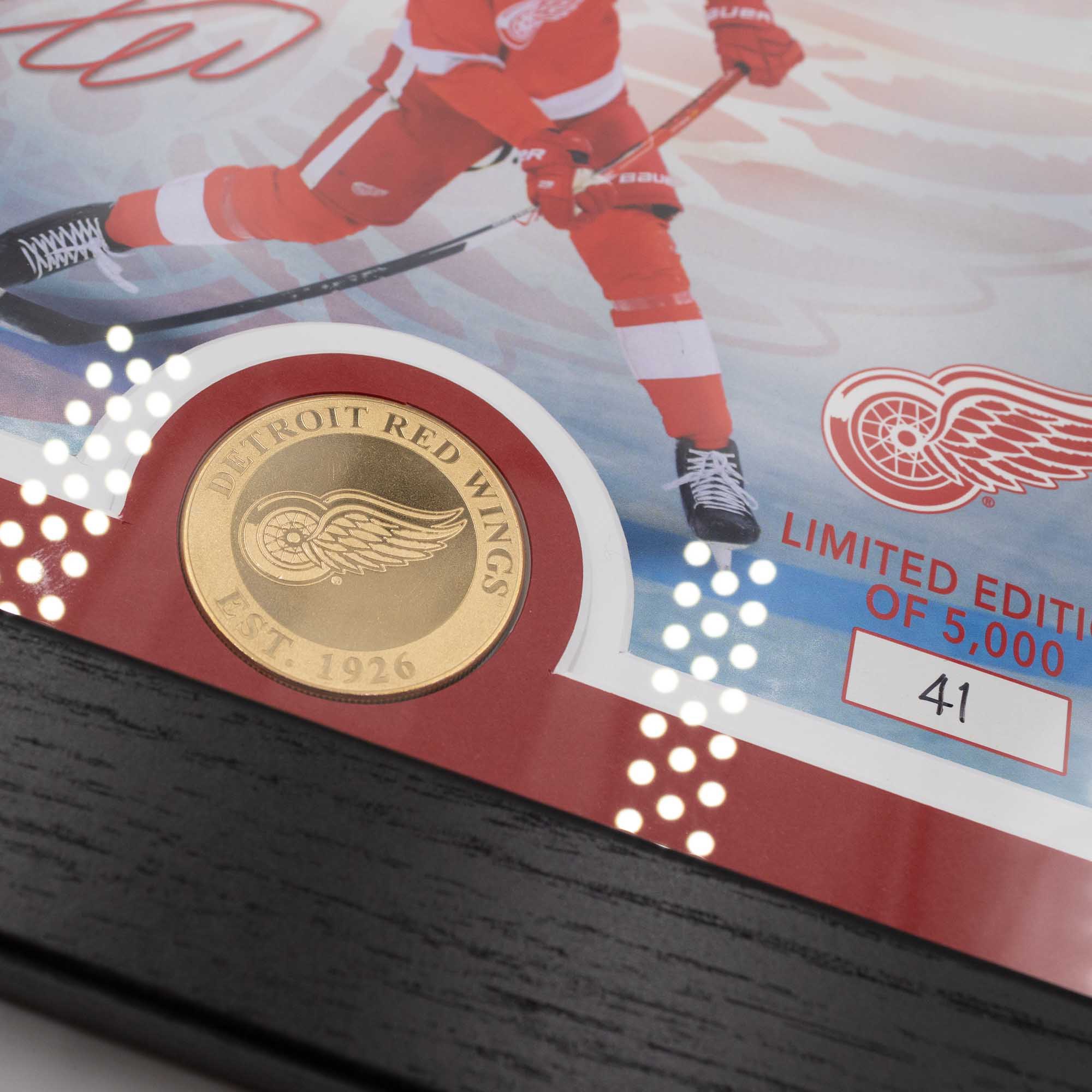 Moritz Seider Detroit Red Wings Bronze Coin Framed NHL Photo