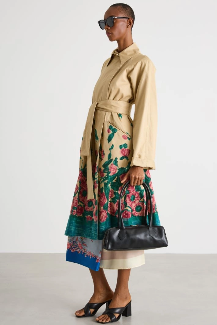 Water-repellent cotton gabardine trench coat - CAMEL