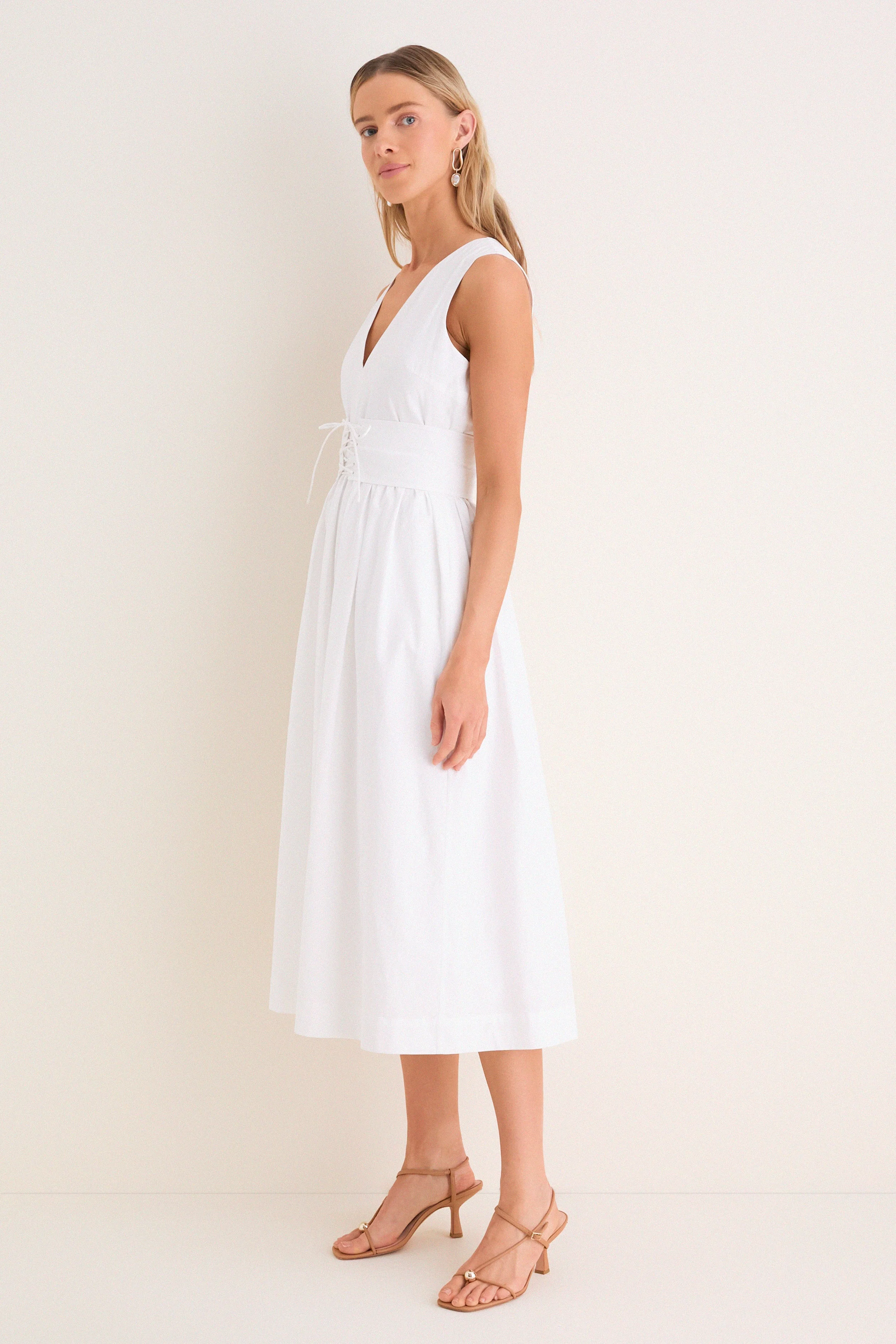 White Marylin Lace-Up Maxi Dress