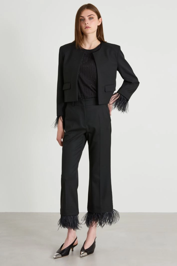 T-shirt with rhinestones - BLACK