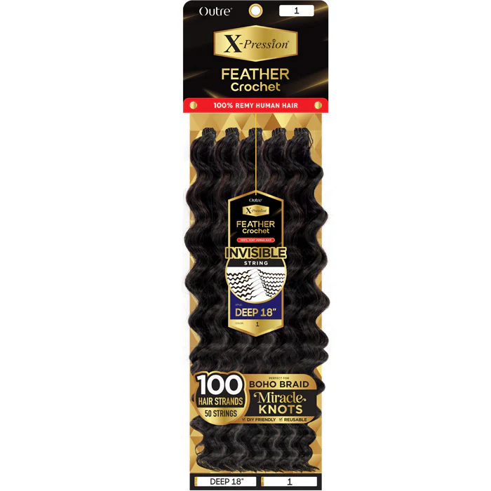 Outre X-Pression 100% Remy Human Hair Feather Crochet Braid - DEEP 18