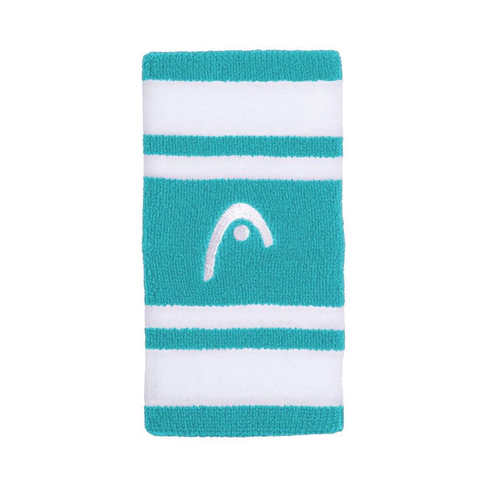 WRISTBAND HEAD STRIPED 5 WHITE/TURQUOISE