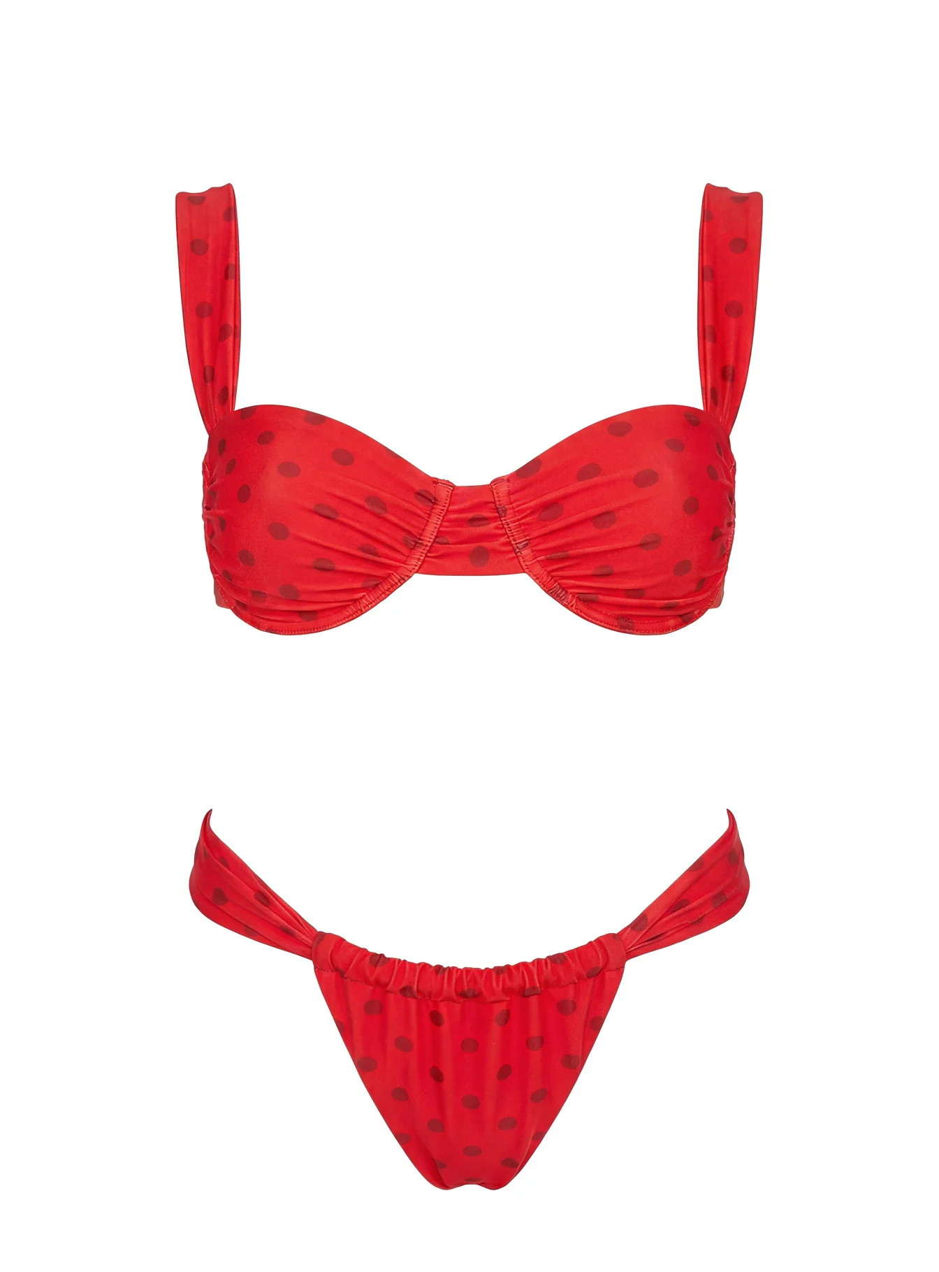 Calbira Cheeky Bikini Bottoms Red Polka