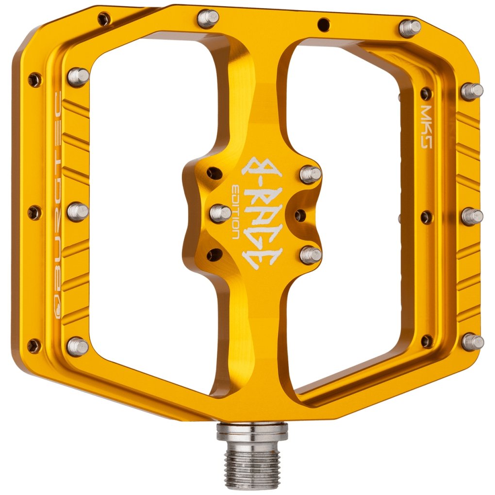 Burgtec Penthouse Flat MK5 Pedals - B-Rage Edition - Burgtec Bullion Gold