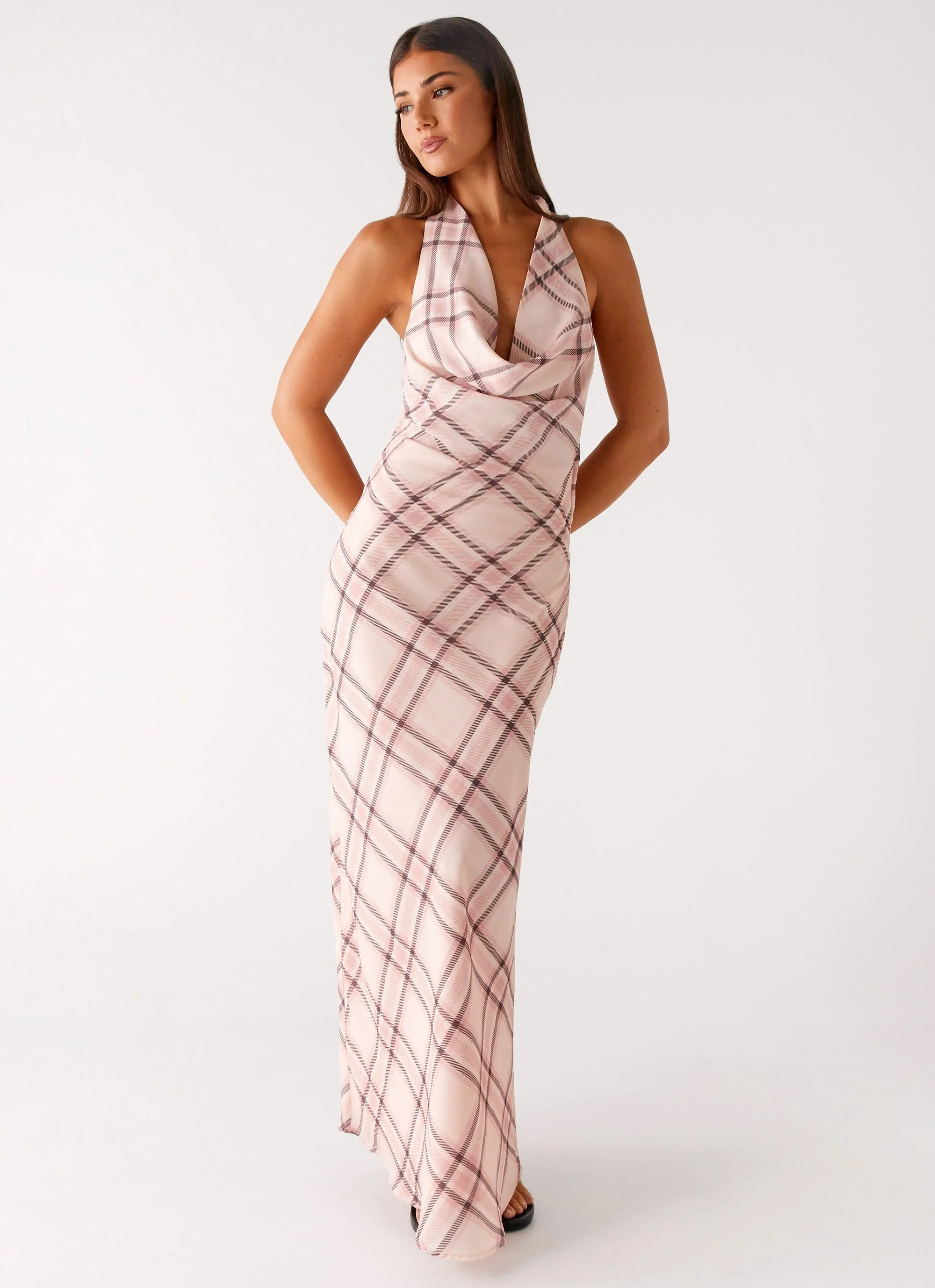 Muse Maxi Dress - Pink Check